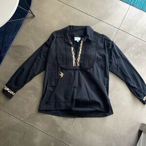 mi golondrina mexico size s black and gold top long sleeve tunic